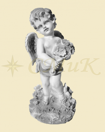 Скульптура ангел с букетом стоя